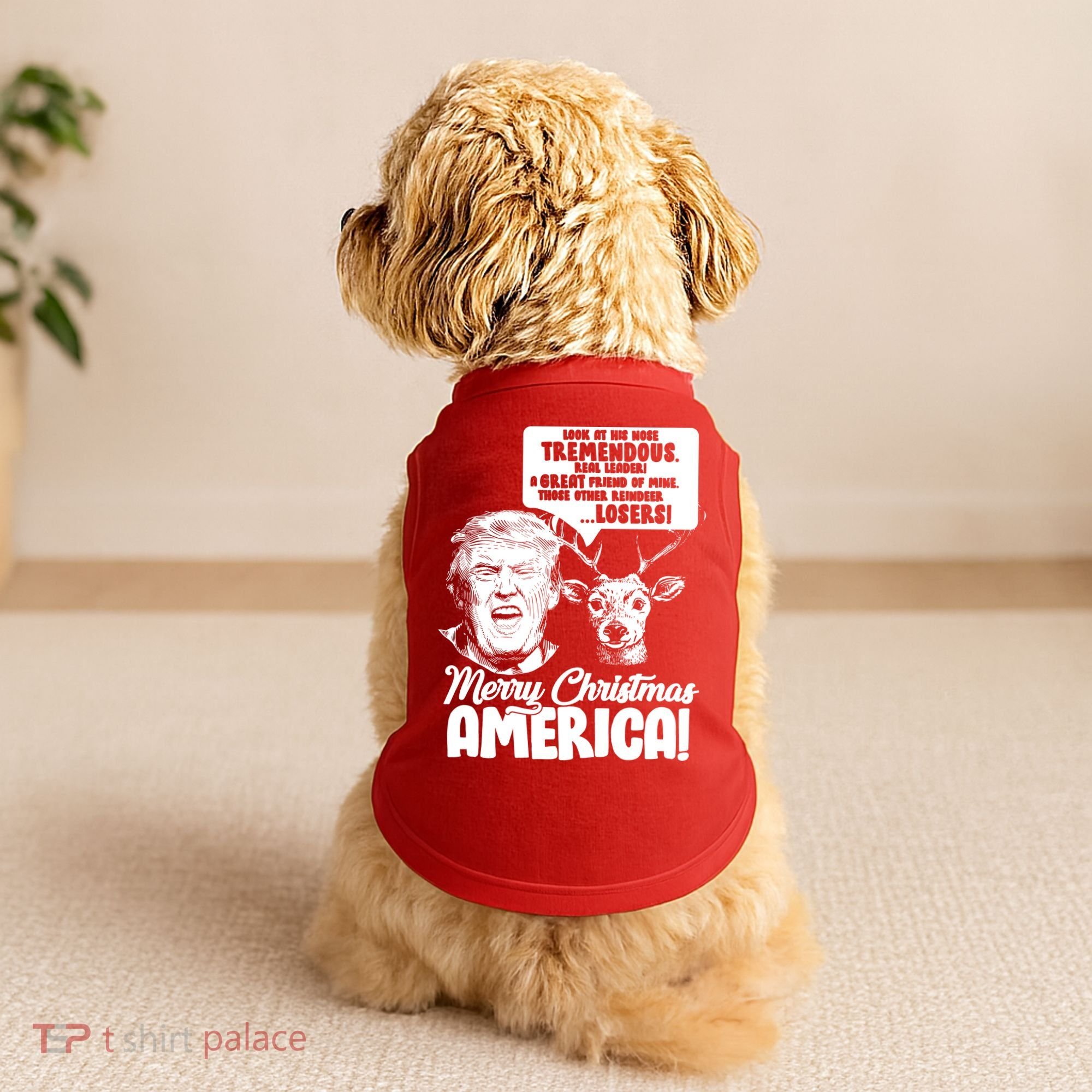 Merry Christmas America Trump Reindeer Doggie Tank