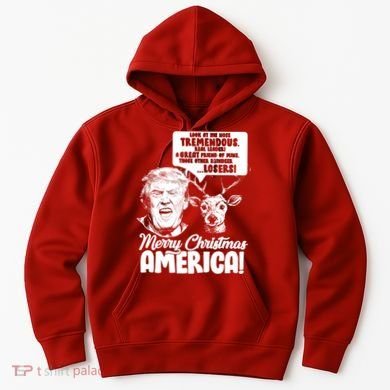 Merry Christmas America Trump Reindeer Hoodie