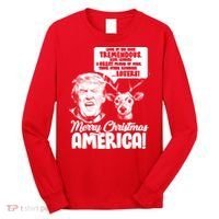 Merry Christmas America Trump Reindeer Long Sleeve Shirt thumb 0
