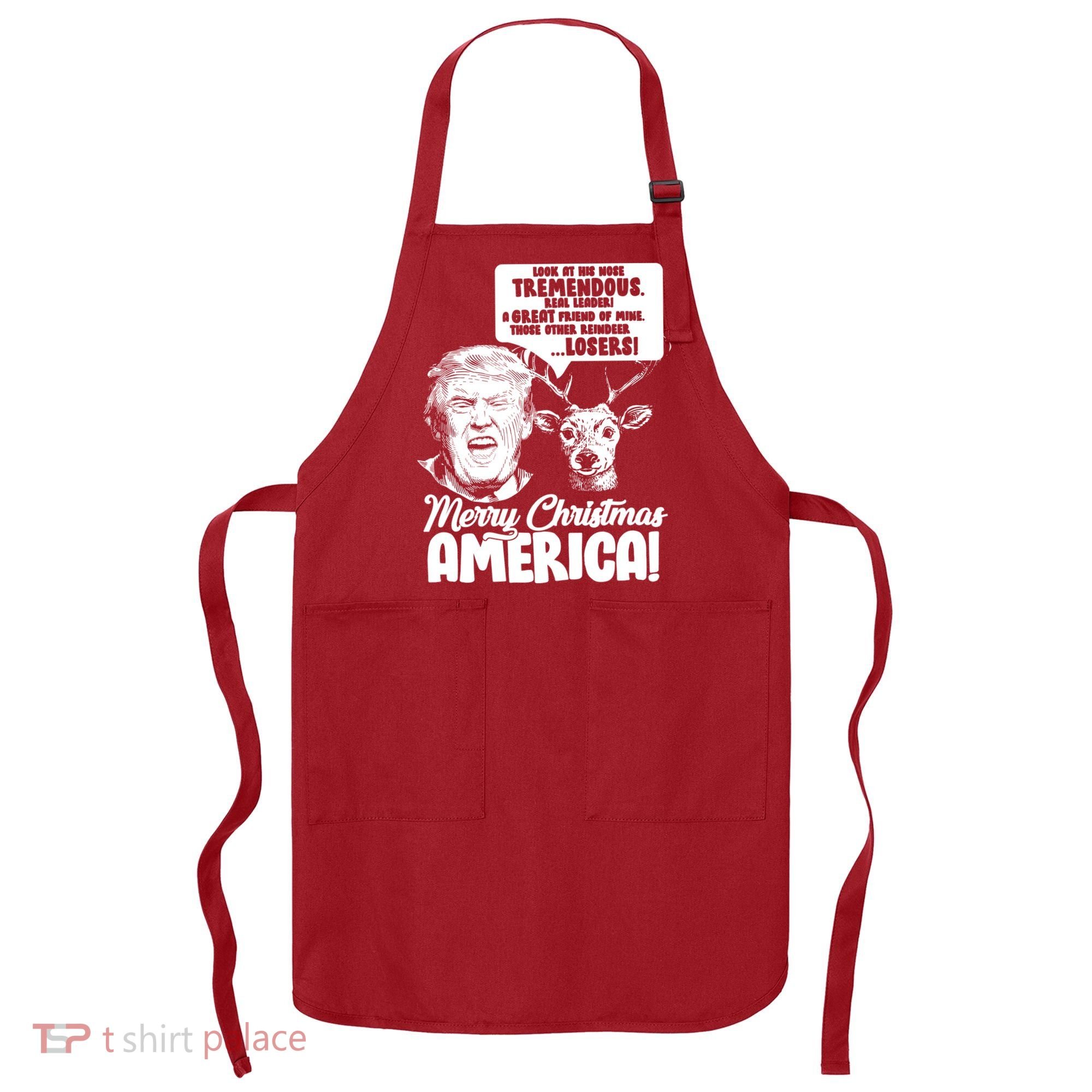 Merry Christmas America Trump Reindeer Apron