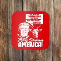 Merry Christmas America Trump Reindeer Coaster thumb 0