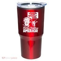 Merry Christmas America Trump Reindeer Tumbler thumb 0