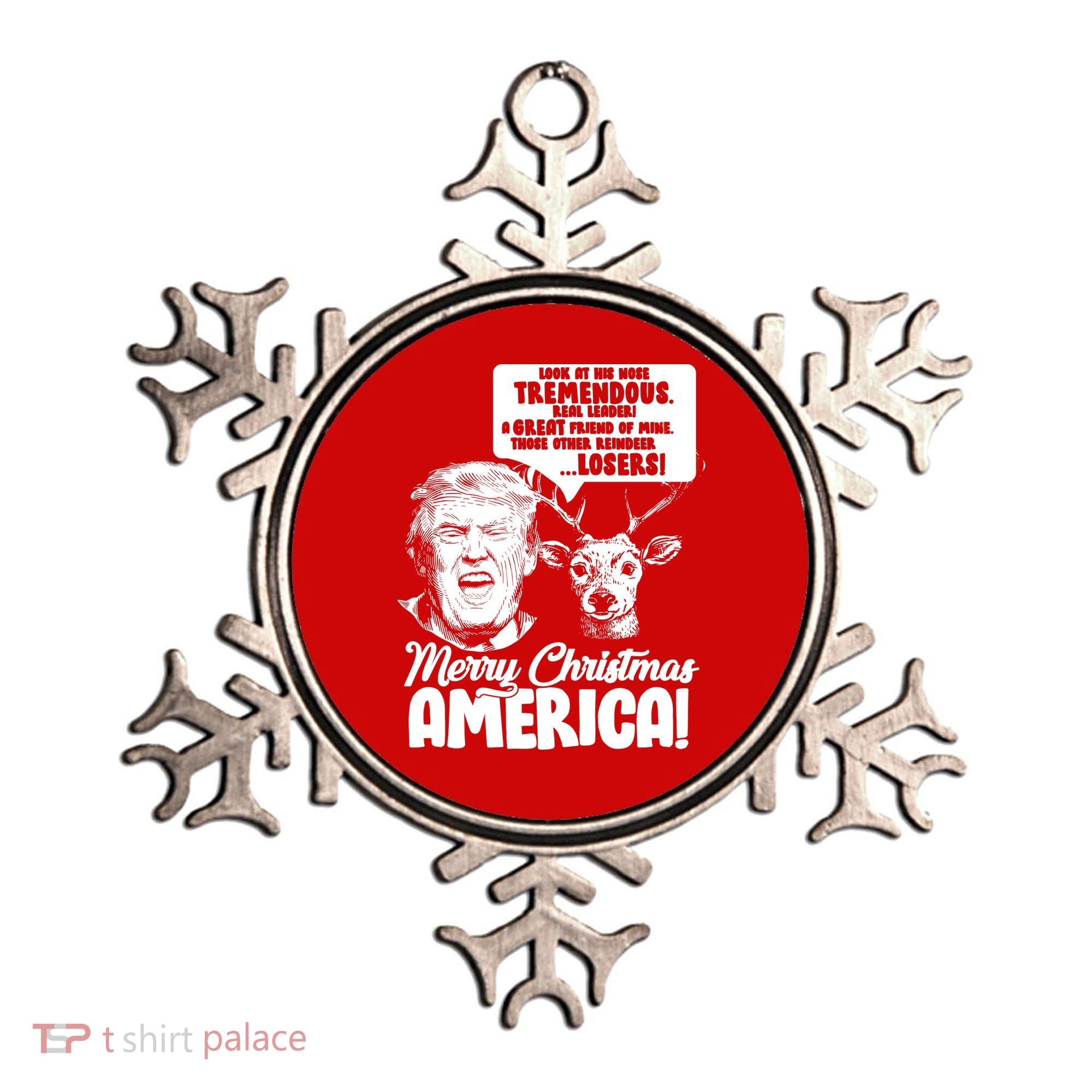Merry Christmas America Trump Reindeer Ornament