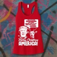 Merry Christmas America Trump Reindeer Women's Tank Top thumb 3
