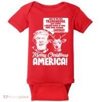 Merry Christmas America Trump Reindeer Baby Bodysuit thumb 0