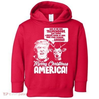 Merry Christmas America Trump Reindeer Toddler Hoodie