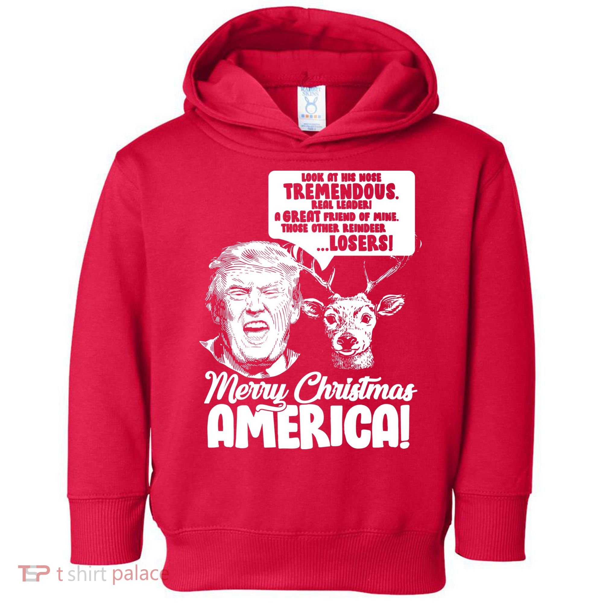 Merry Christmas America Trump Reindeer Toddler Hoodie