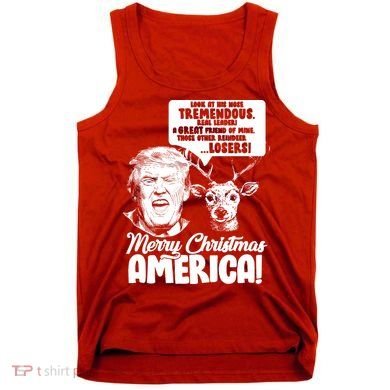 Merry Christmas America Trump Reindeer Tank Top