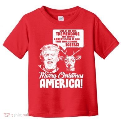 Merry Christmas America Trump Reindeer Toddler T-Shirt