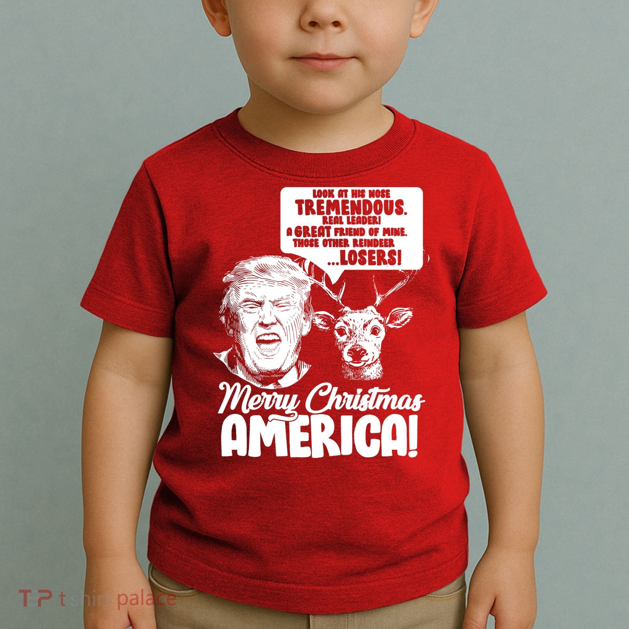 Merry Christmas America Trump Reindeer Toddler T-Shirt