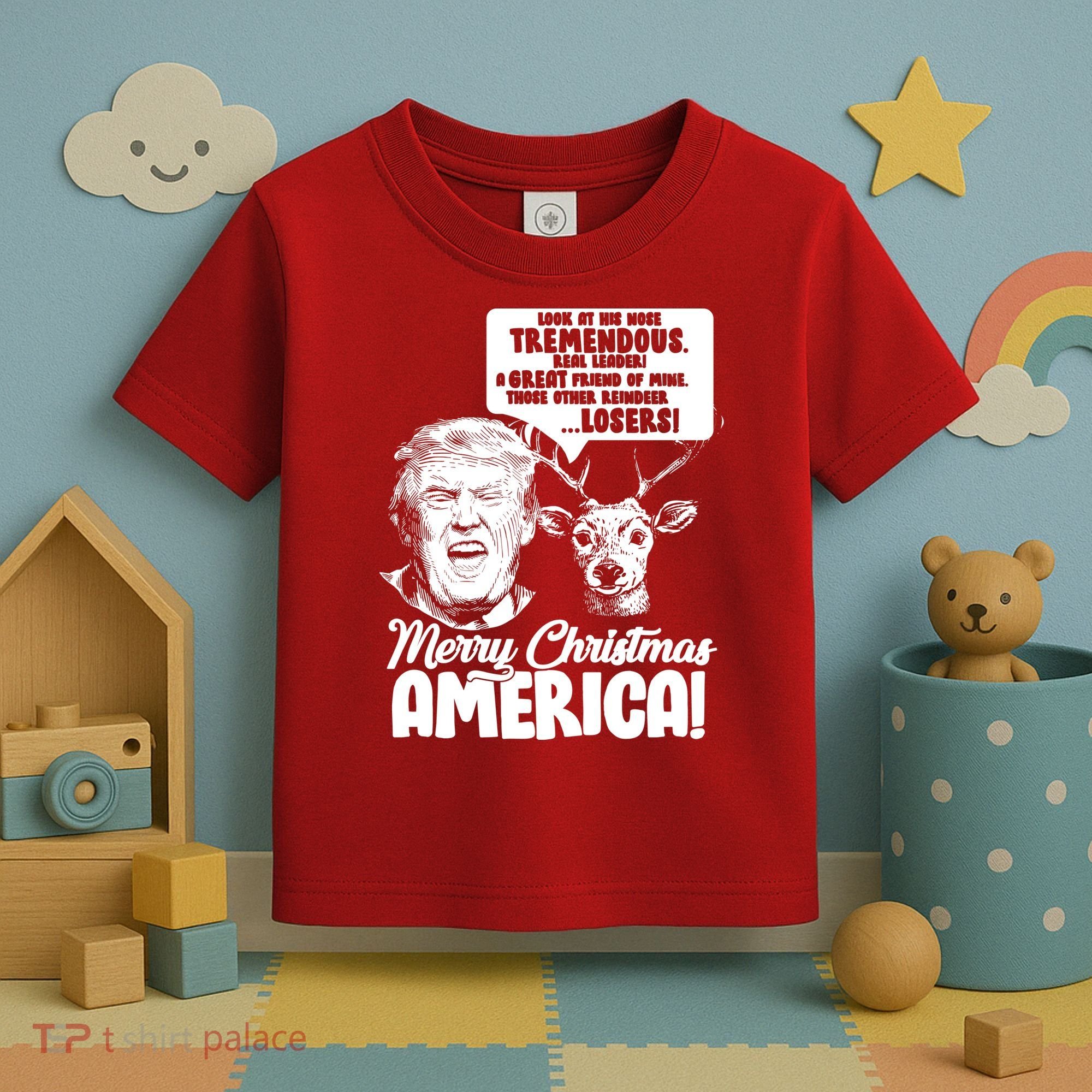 Merry Christmas America Trump Reindeer Toddler T-Shirt