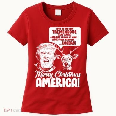 Merry Christmas America Trump Reindeer Women's T-Shirt