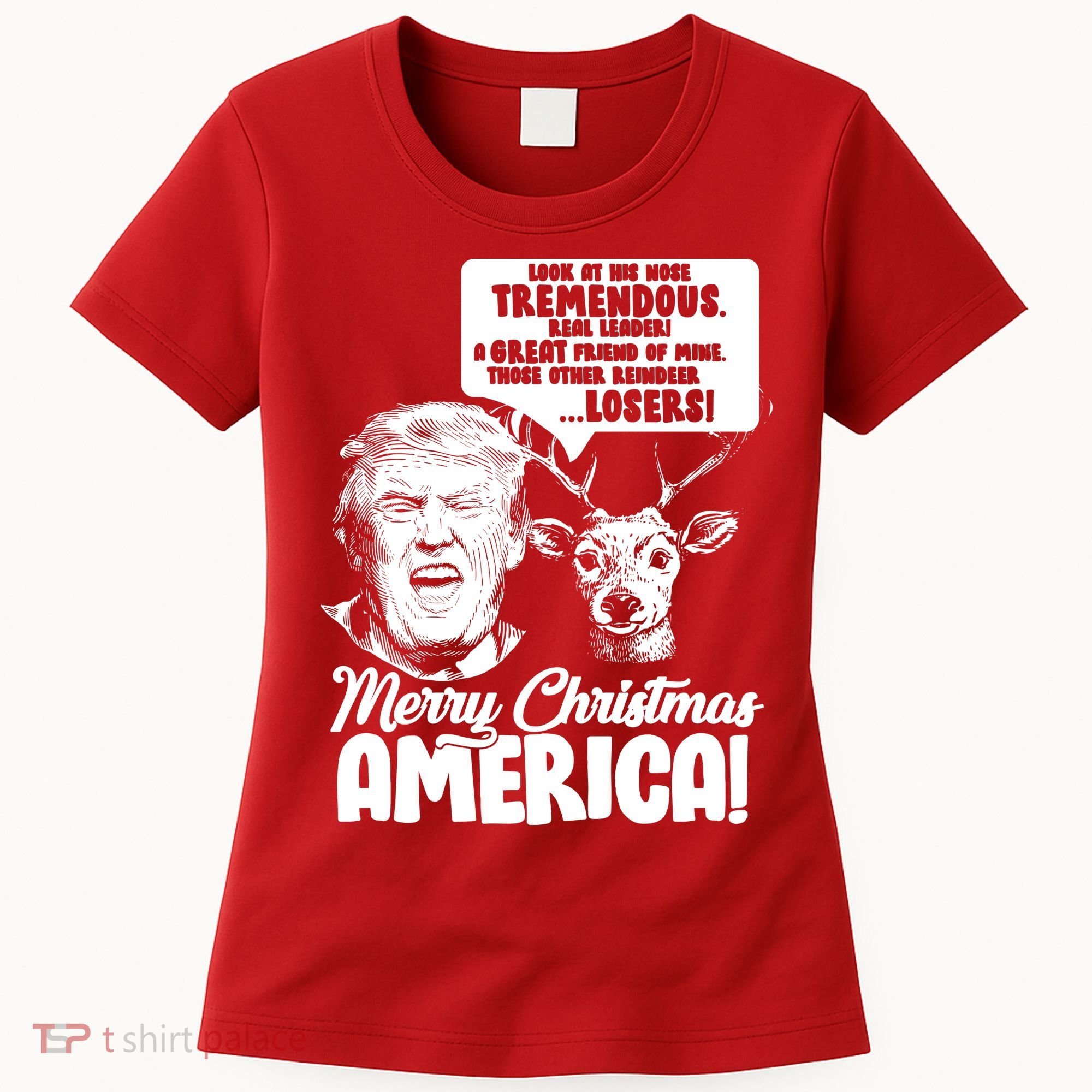 Merry Christmas America Trump Reindeer Women's T-Shirt