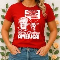 Merry Christmas America Trump Reindeer Women's T-Shirt thumb 2