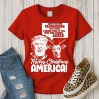 Merry Christmas America Trump Reindeer Women's T-Shirt thumb 3