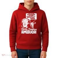 Merry Christmas America Trump Reindeer Kids Hoodie thumb 4