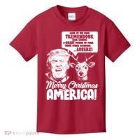 Merry Christmas America Trump Reindeer Kids T-Shirt thumb 0