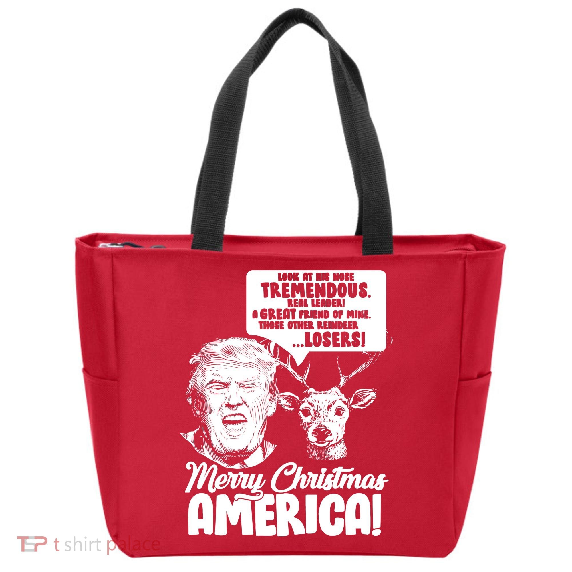 Merry Christmas America Trump Reindeer Tote Bag