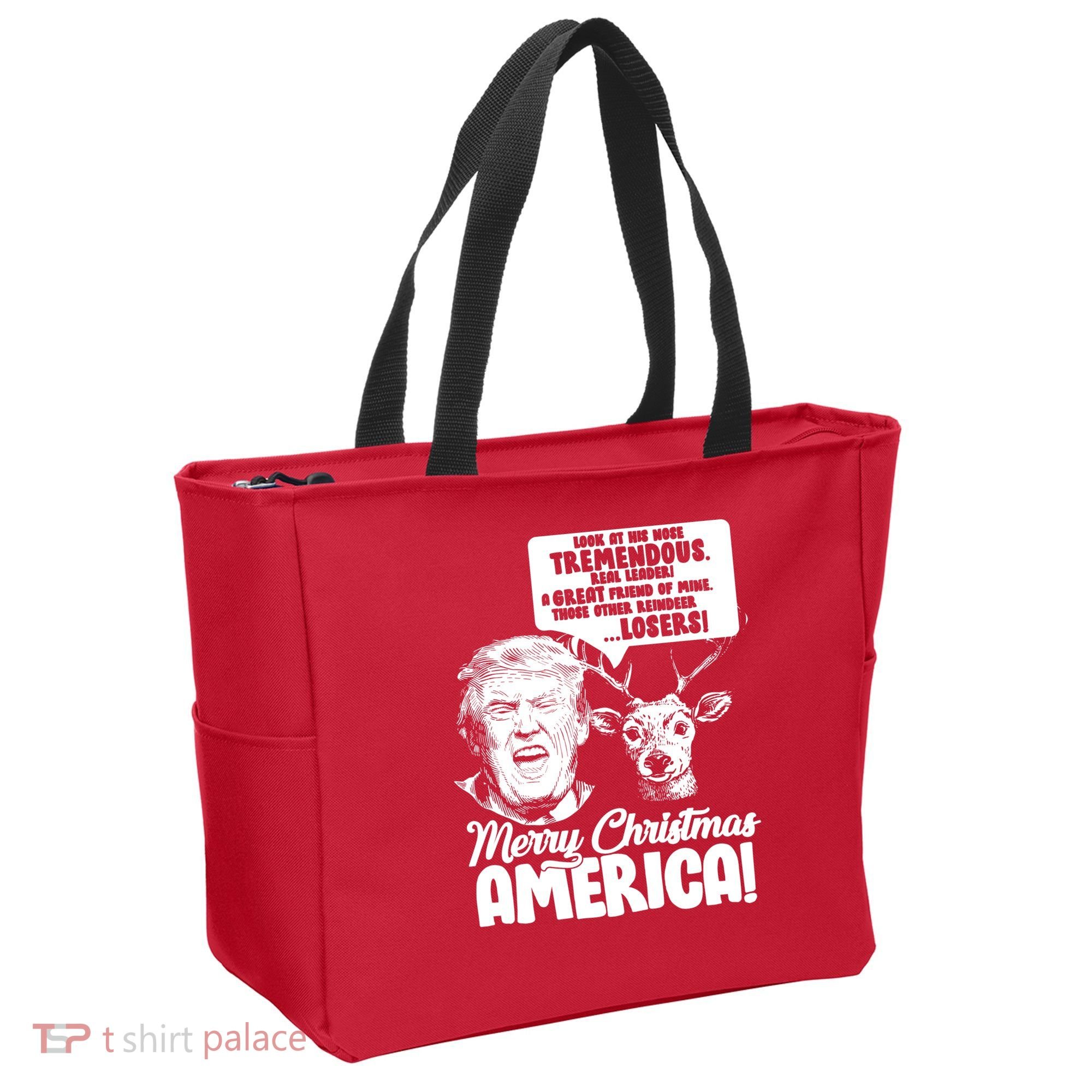 Merry Christmas America Trump Reindeer Tote Bag