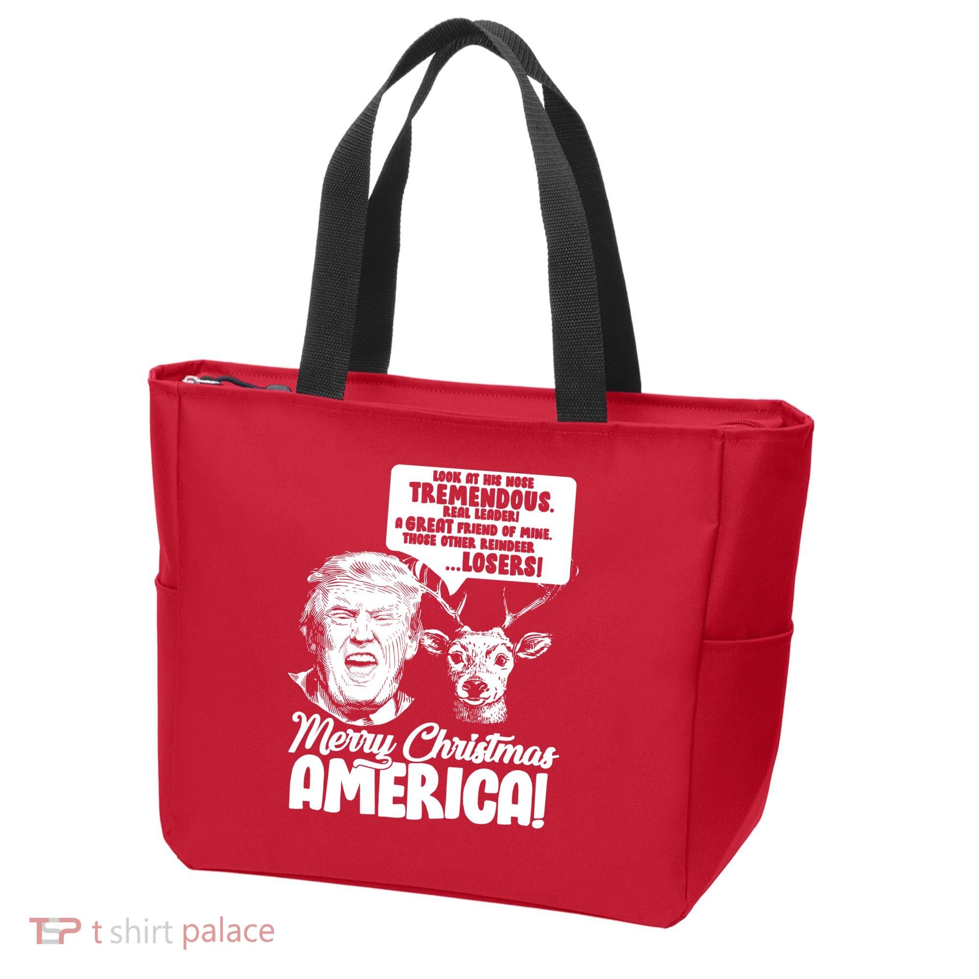 Merry Christmas America Trump Reindeer Tote Bag