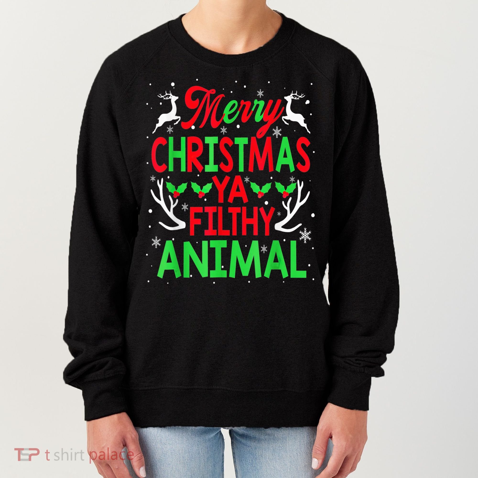Merry Christmas Animal Filthy Ya  Wo Kid Women's Sweatshirt