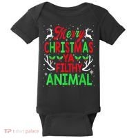 Merry Christmas Animal Filthy Ya  Wo Kid Baby Bodysuit thumb 0