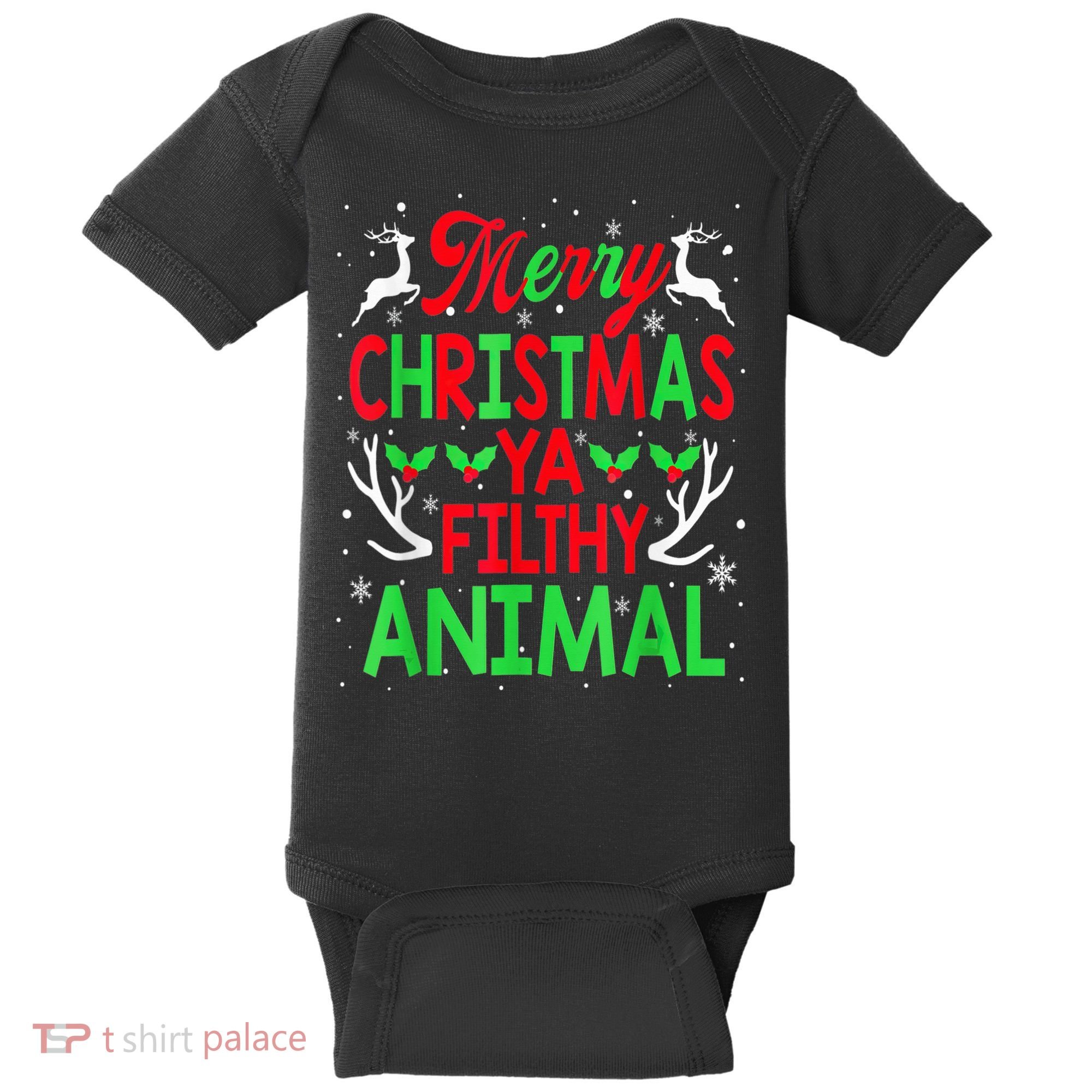 Merry Christmas Animal Filthy Ya  Wo Kid Baby Bodysuit