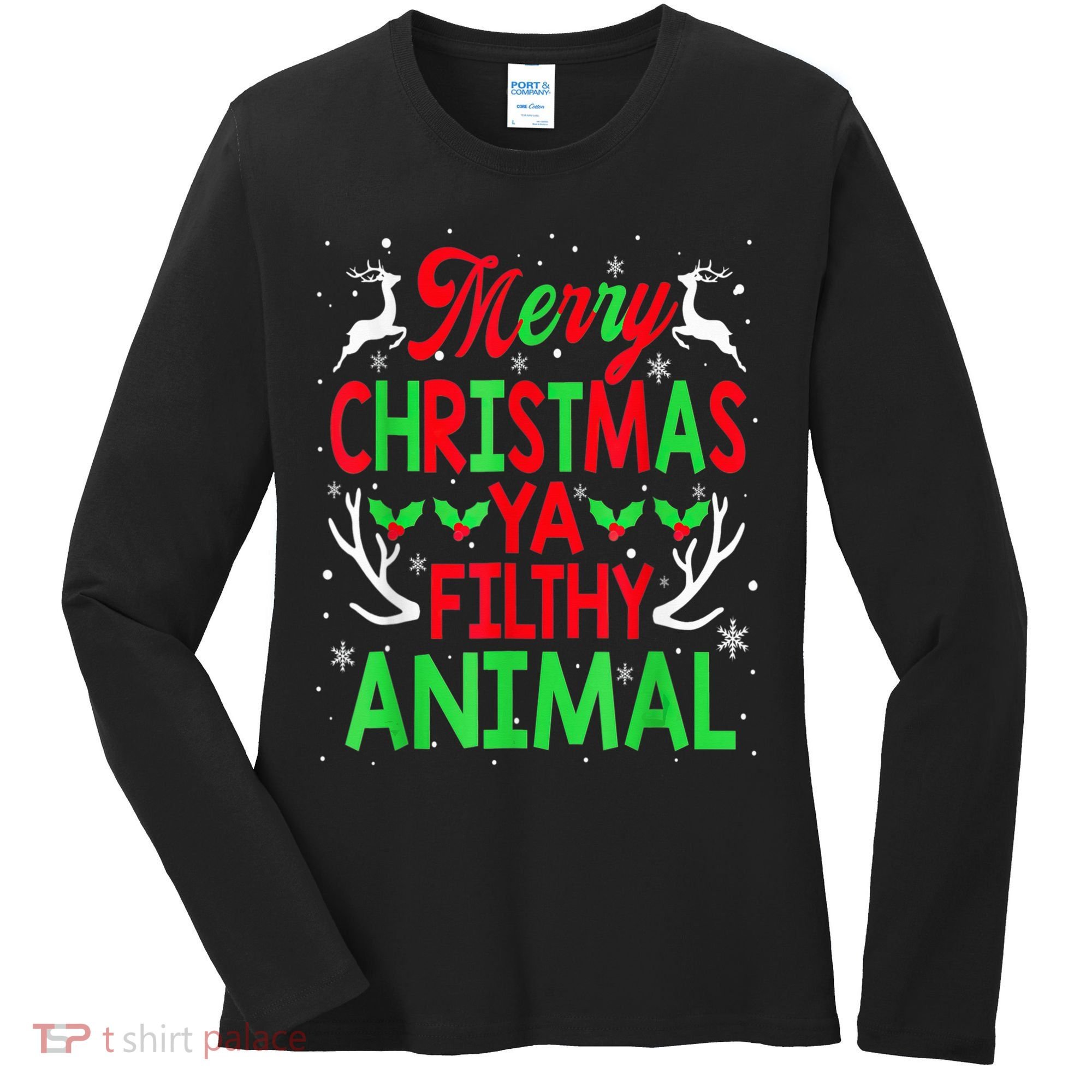 Merry Christmas Animal Filthy Ya  Wo Kid Women's Long Sleeve Shirt