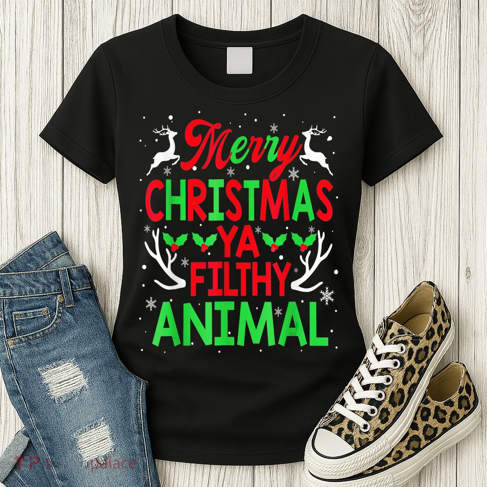 Merry Christmas Animal Filthy Ya  Wo Kid Women's T-Shirt