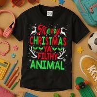 Merry Christmas Animal Filthy Ya  Wo Kid Kids T-Shirt thumb 3