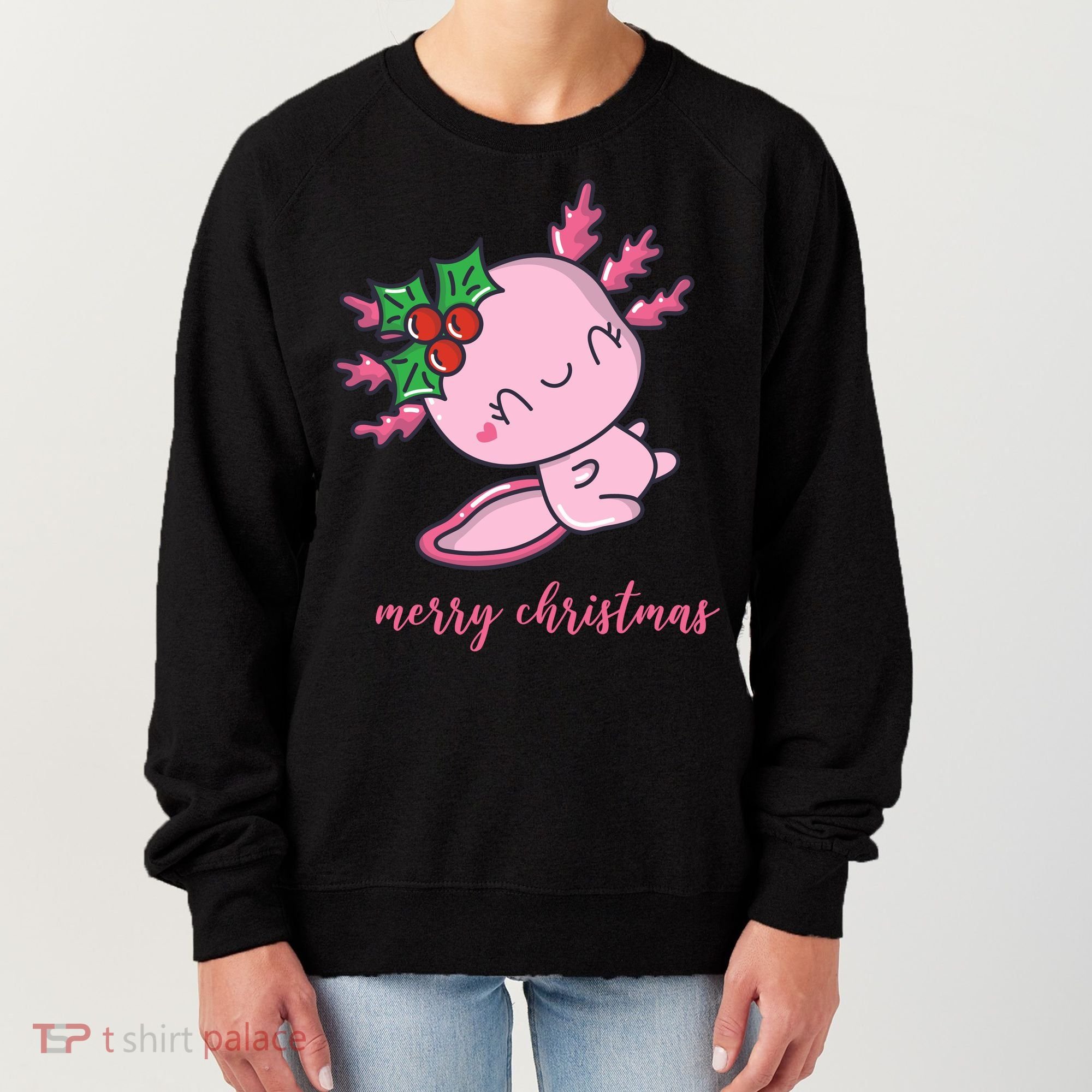 Merry Christmas Axolotl Cute Holiday Women's Sweatshirt