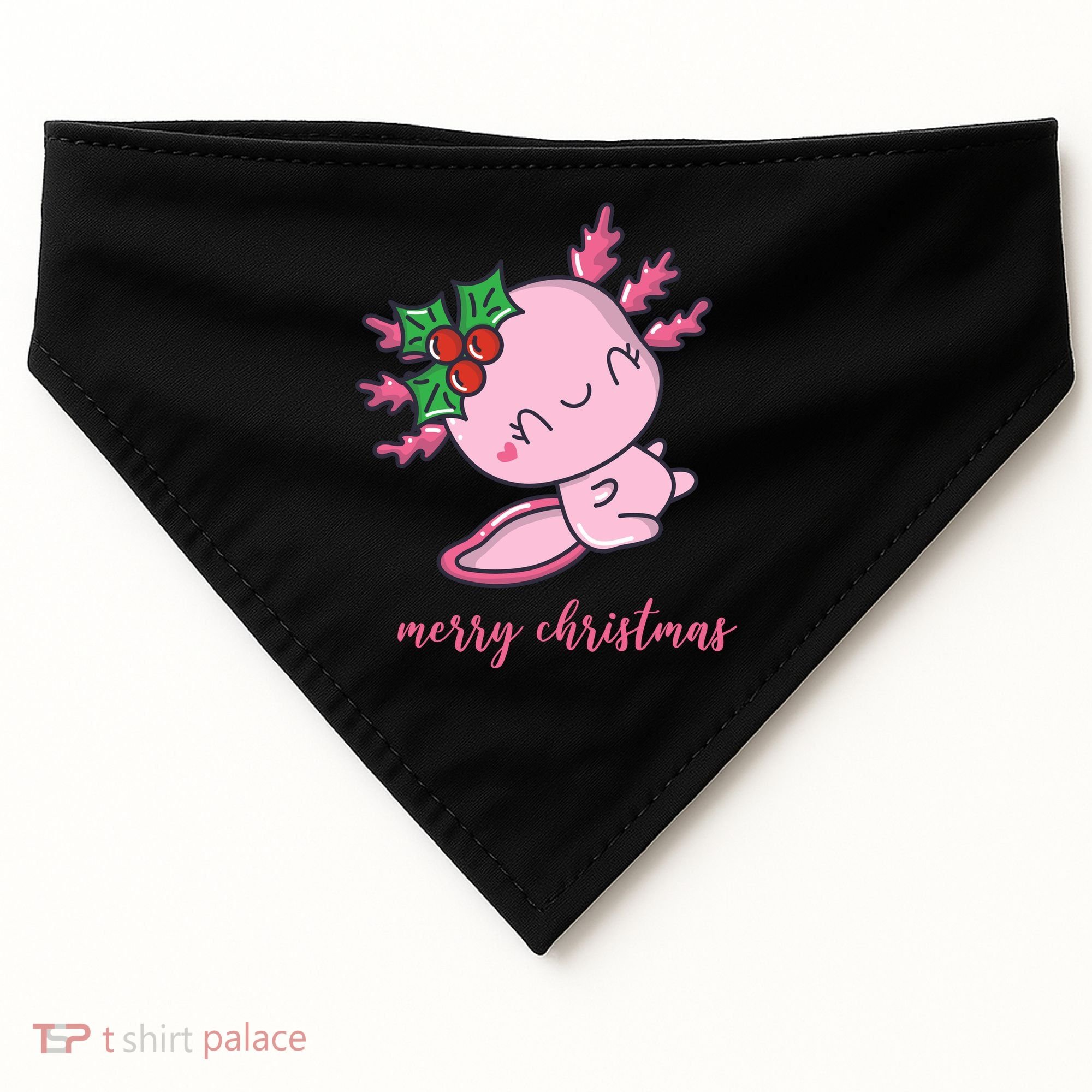 Merry Christmas Axolotl Cute Holiday USA-Made Doggie Bandana