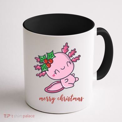 Merry Christmas Axolotl Cute Holiday Coffee Mug back