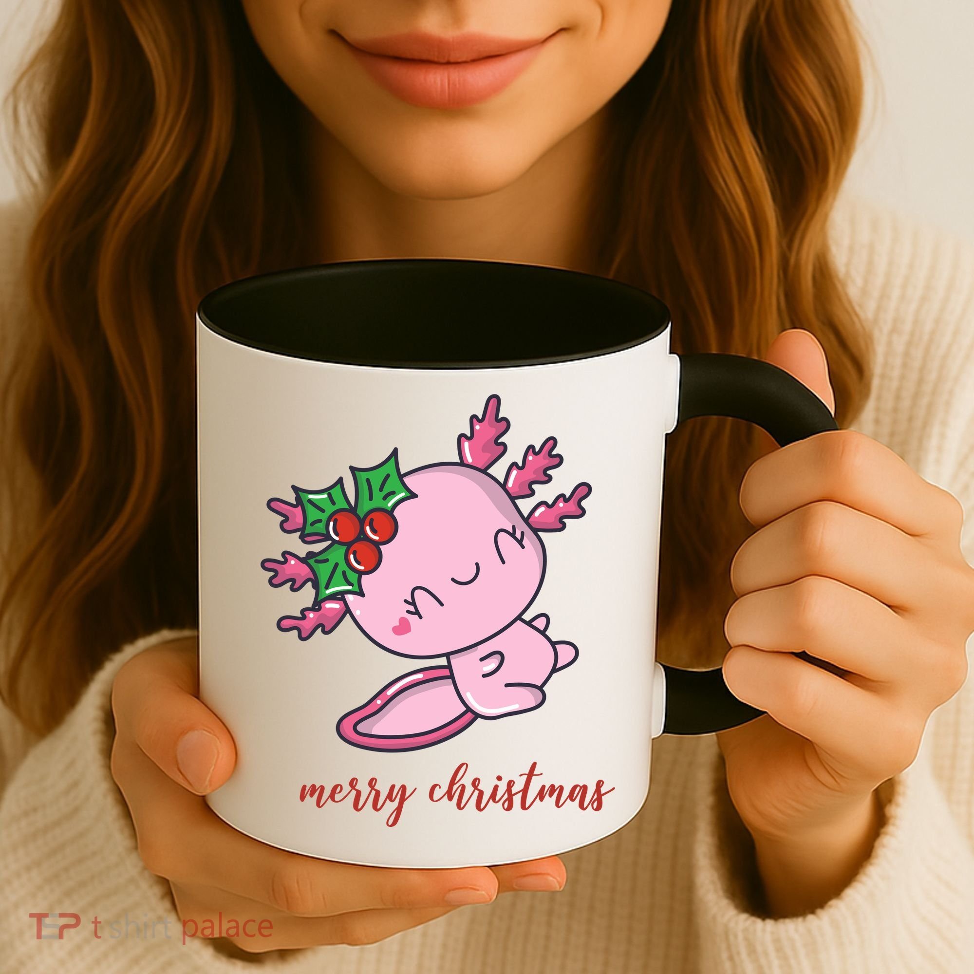 Merry Christmas Axolotl Cute Holiday Coffee Mug