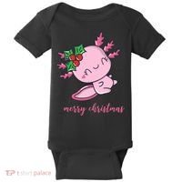 Merry Christmas Axolotl Cute Holiday Baby Bodysuit thumb 0