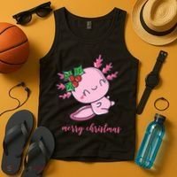 Merry Christmas Axolotl Cute Holiday Tank Top thumb 4