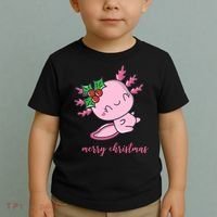 Merry Christmas Axolotl Cute Holiday Toddler T-Shirt thumb 2