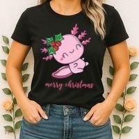 Merry Christmas Axolotl Cute Holiday Women's T-Shirt thumb 2
