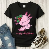 Merry Christmas Axolotl Cute Holiday Women's T-Shirt thumb 3