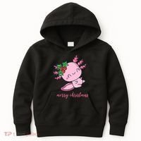 Merry Christmas Axolotl Cute Holiday Kids Hoodie thumb 0