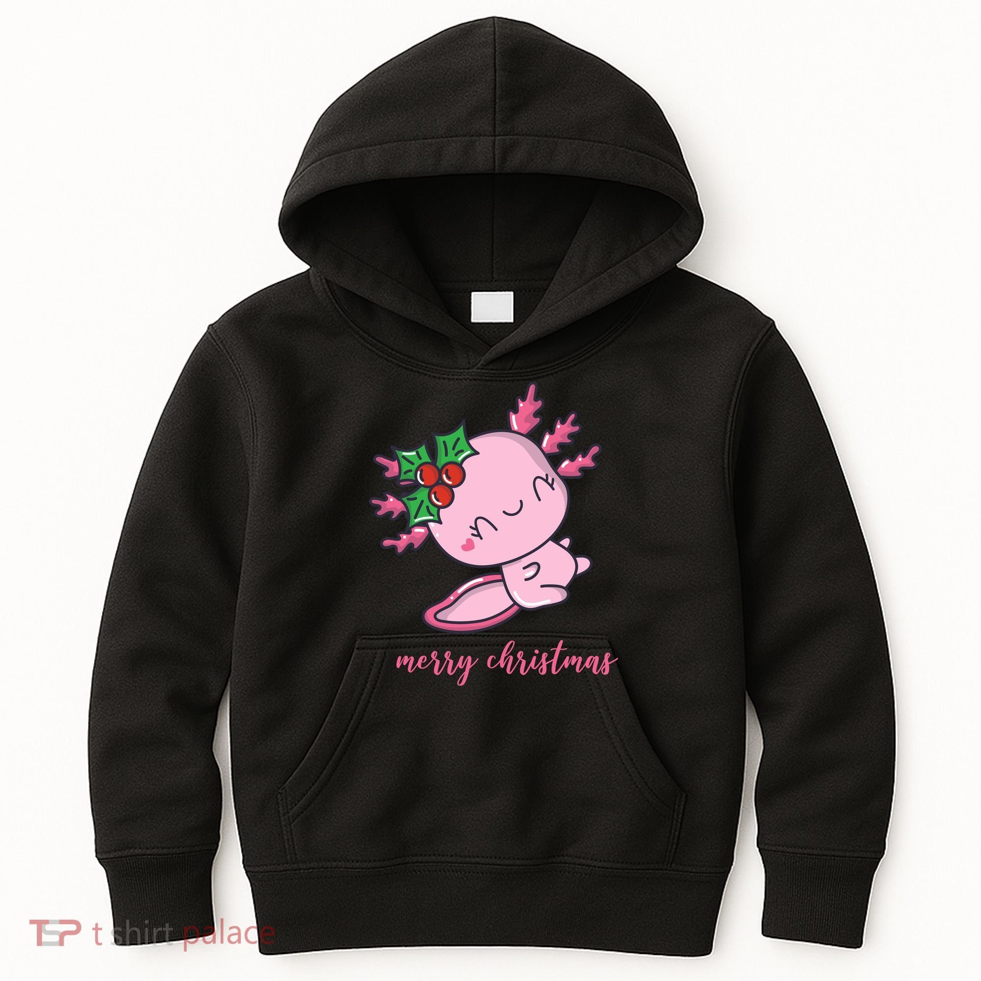 Merry Christmas Axolotl Cute Holiday Kids Hoodie