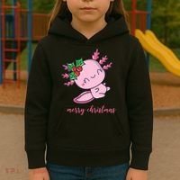 Merry Christmas Axolotl Cute Holiday Kids Hoodie thumb 3