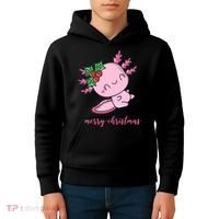 Merry Christmas Axolotl Cute Holiday Kids Hoodie thumb 4