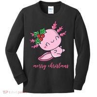 Merry Christmas Axolotl Cute Holiday Kids Long Sleeve Shirt thumb 0