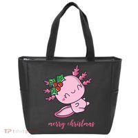 Merry Christmas Axolotl Cute Holiday Tote Bag thumb 0