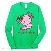 Merry Christmas Axolotl Cute Holiday Long Sleeve Shirt thumb 0
