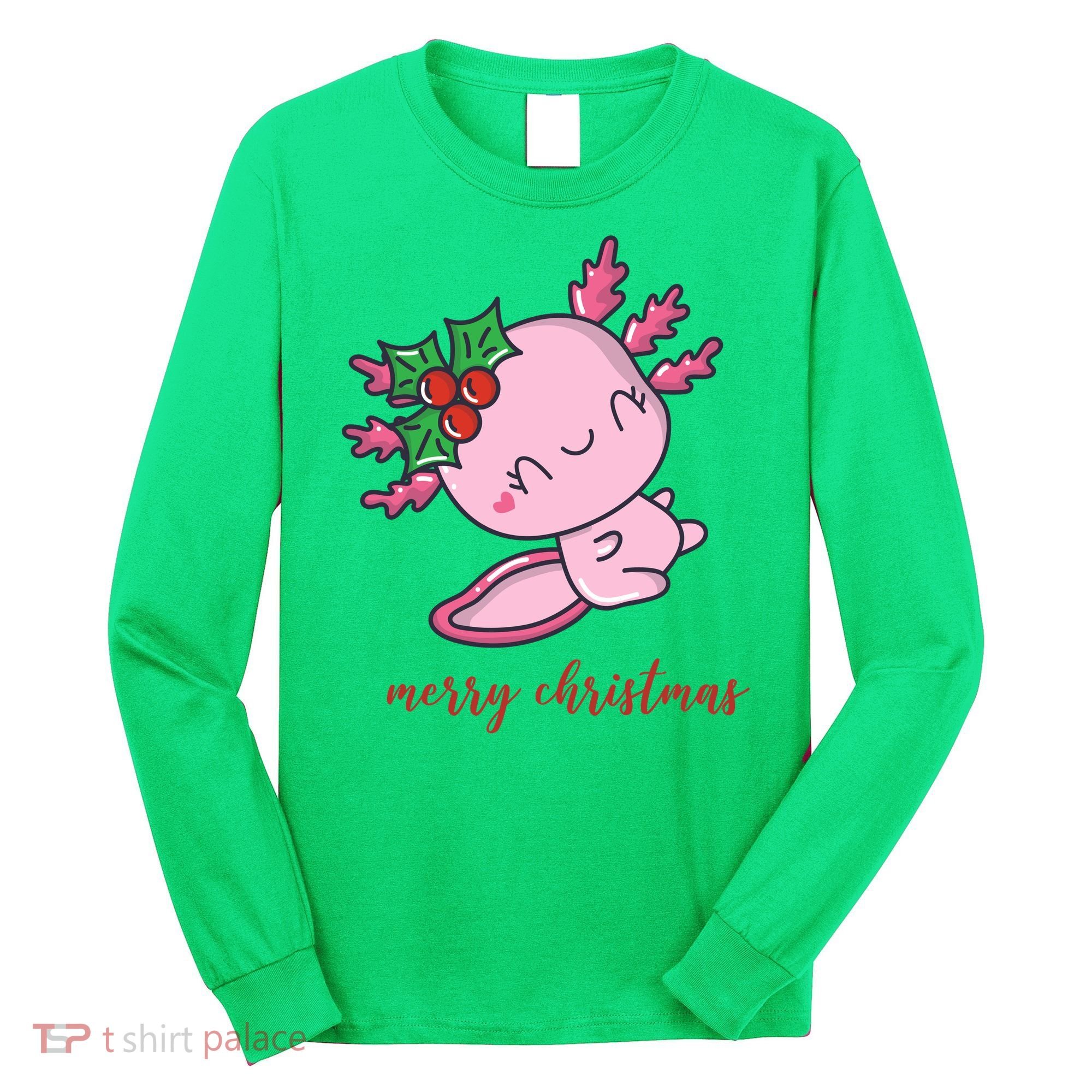 Merry Christmas Axolotl Cute Holiday Long Sleeve Shirt