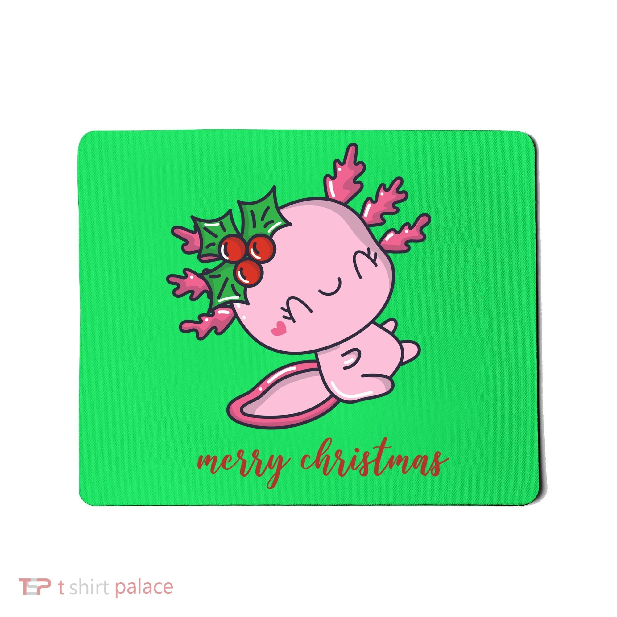 Merry Christmas Axolotl Cute Holiday Mousepad