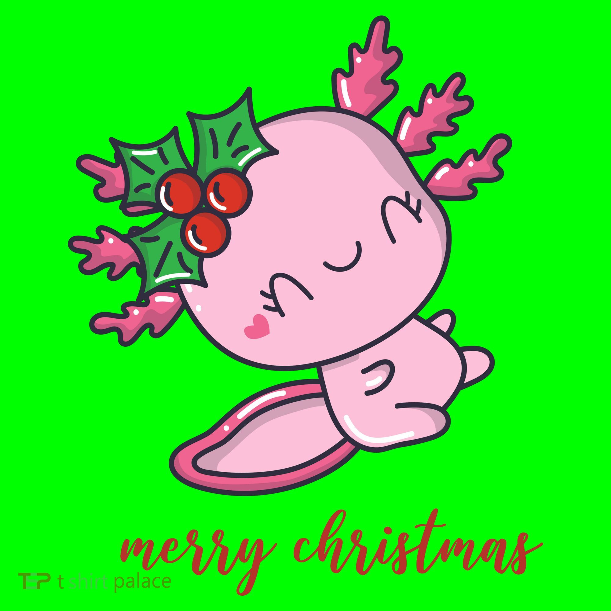 Merry Christmas Axolotl Cute Holiday Mousepad