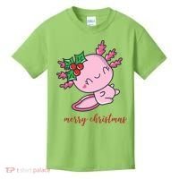 Merry Christmas Axolotl Cute Holiday Kids T-Shirt thumb 0